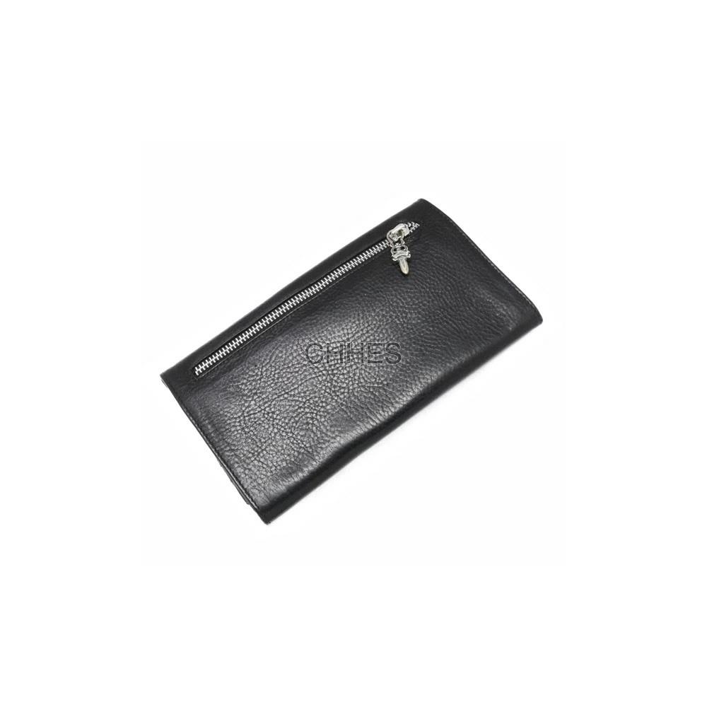 Chrome hearts 克罗心BK Heavy Leather 十字花纽扣黑色皮革钱包