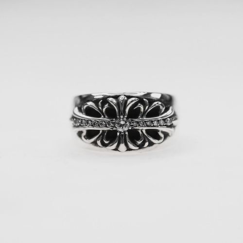Chromehearts 克罗心 满钻窄版十字花守护者Floral戒指