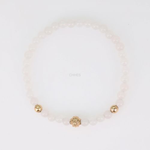 Chrome hearts 克罗心 22K金3金球白玛瑙4MM手链