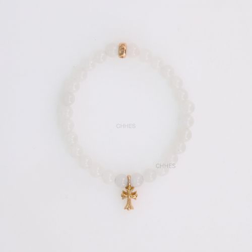 Chrome hearts 克罗心 22K金十字架白玛瑙6MM手串
