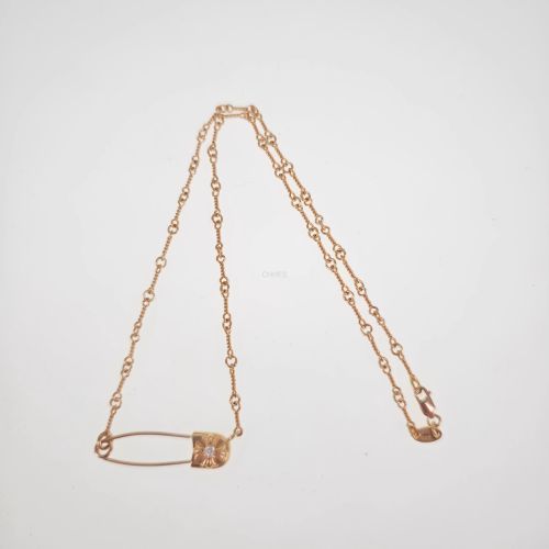 Chrome hearts 克罗心 22k金别针竹节钻石项链